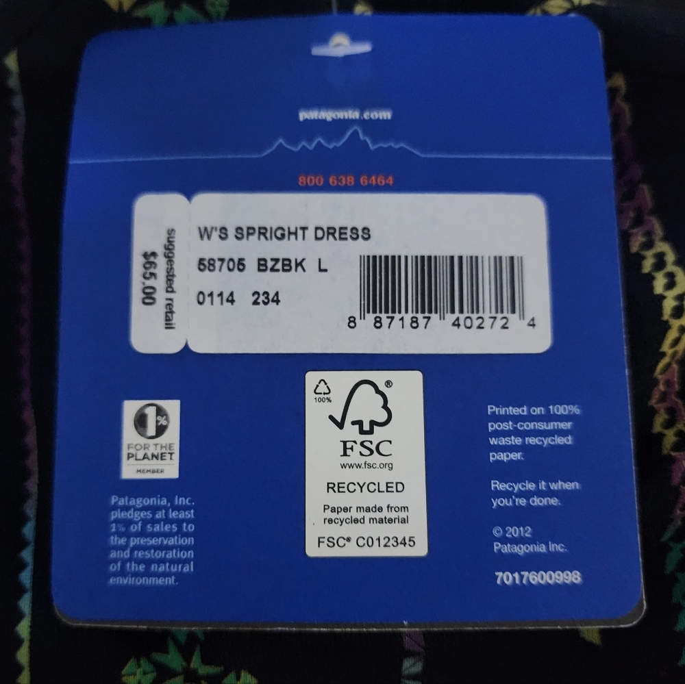 NWT Patagonia Spright Dress, Womens Large - Picture 2 of 2